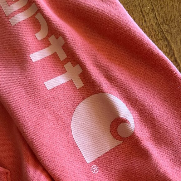 Carhartt coral pink logo hoodie M 10 - Picture 3 of 7